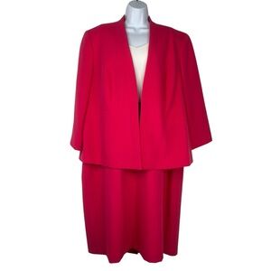 Kasper Stretch Dress Suit 18W Multi Open Front 2PC Crepe Iconic Everlasting 2PC